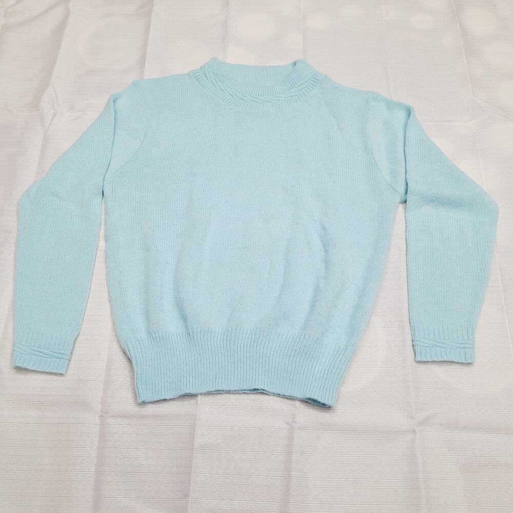 Vintage Haband Sweater Women's S Blue Knit USA Acrylic Pullover Crew Neck Casual